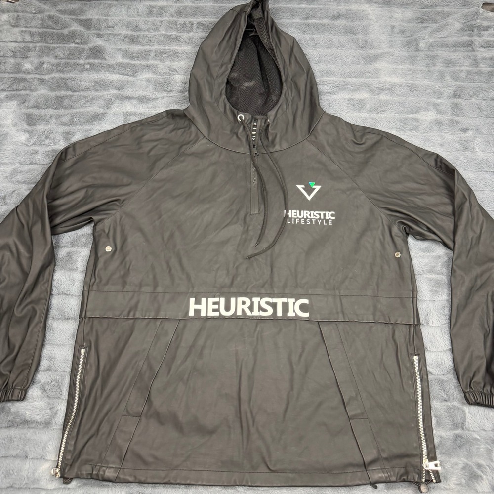 Heuristic Lifestyle Mens XL Black Sculptured Anorak Windbreaker Quarter Zip